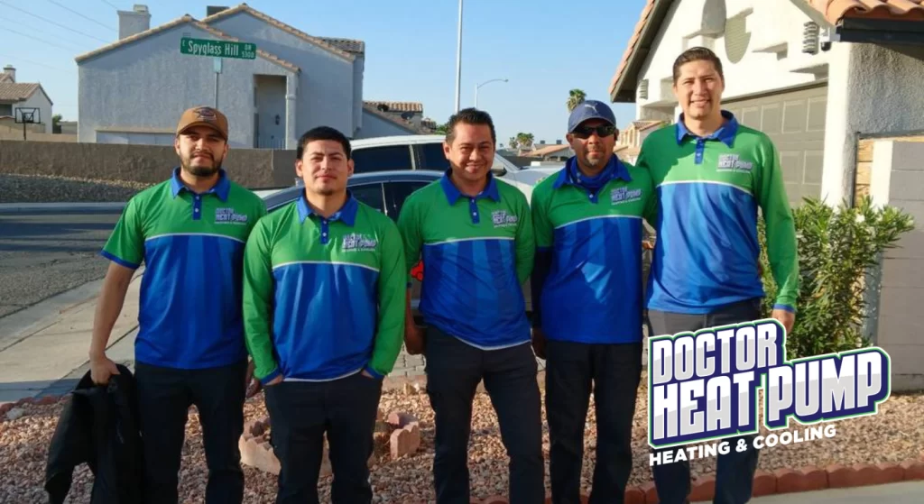 5-Doctor-Heat-Pump-HVAC-Technicians-posing-for-a-picture-outside