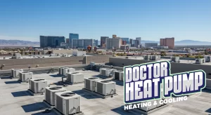 Doctor-Heat-Pump-Commercial-Heat-Pump-on-roof-Las-Vegas-Skyline