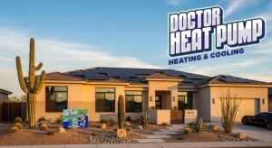 Best-heat-pump-for-homes-with-solar-panels-installed-on-Las-Vegas-residential-rooftop-with-outdoor-unit_Doctor-heat-pump