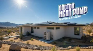 Doctor-Heat-Pump_Solar-Powered-Heat-Pump-outside-of-solar-powered-modern-home
