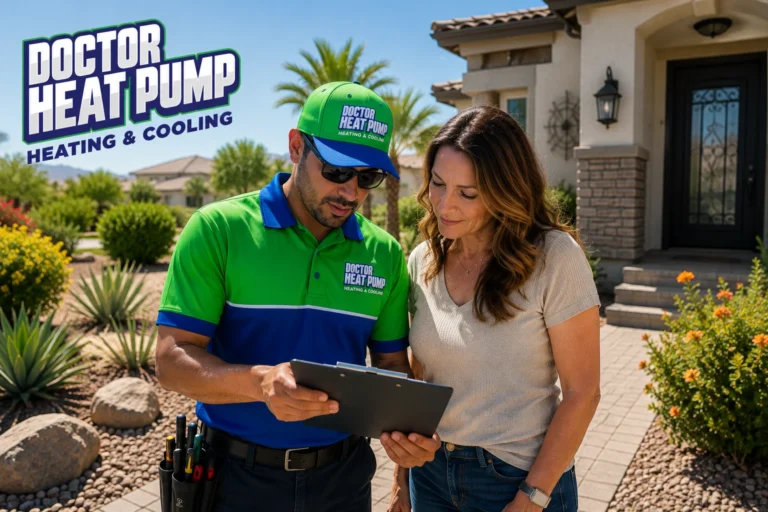 HVAC service las vegas Doctor Heat Pump Technician and customer